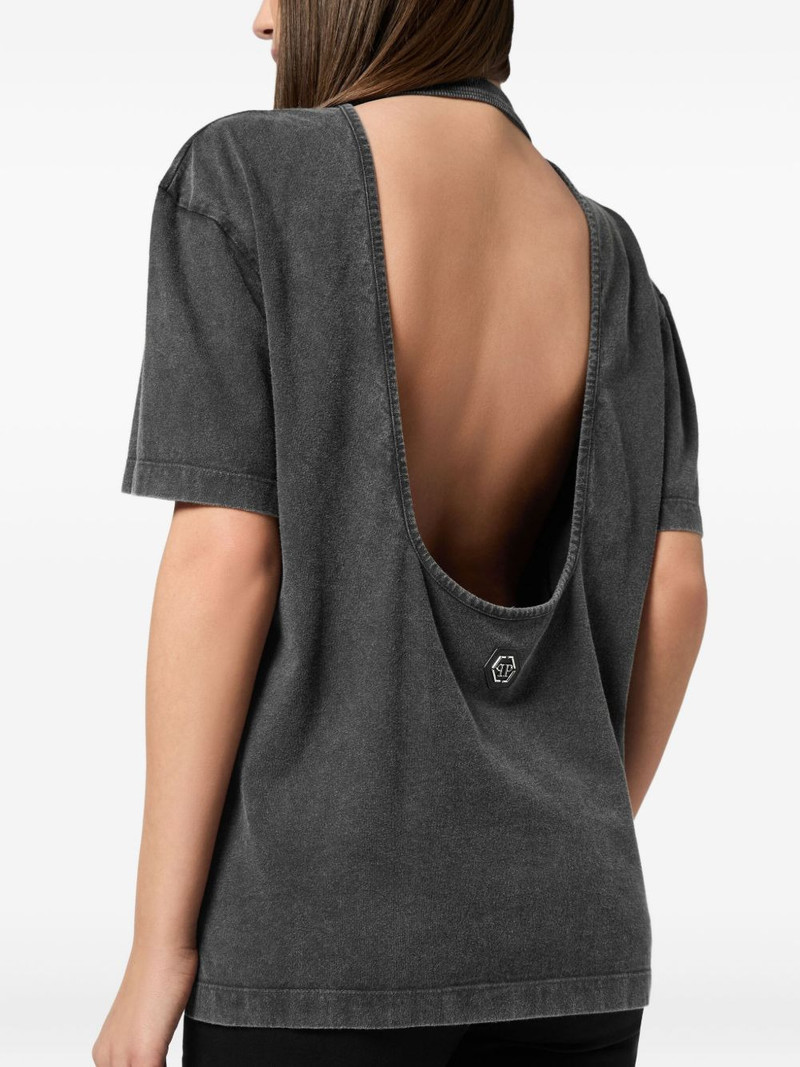 sequin-embellished open-back T-shirt 5