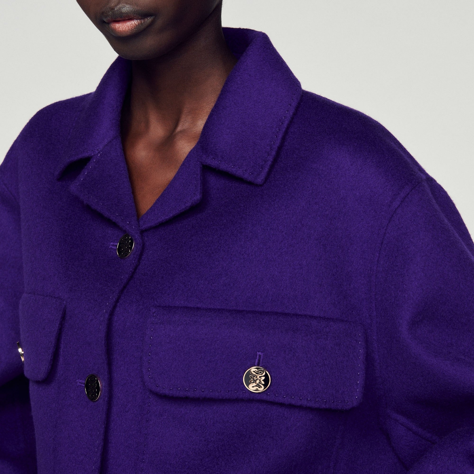 Cropped wool coat - 4