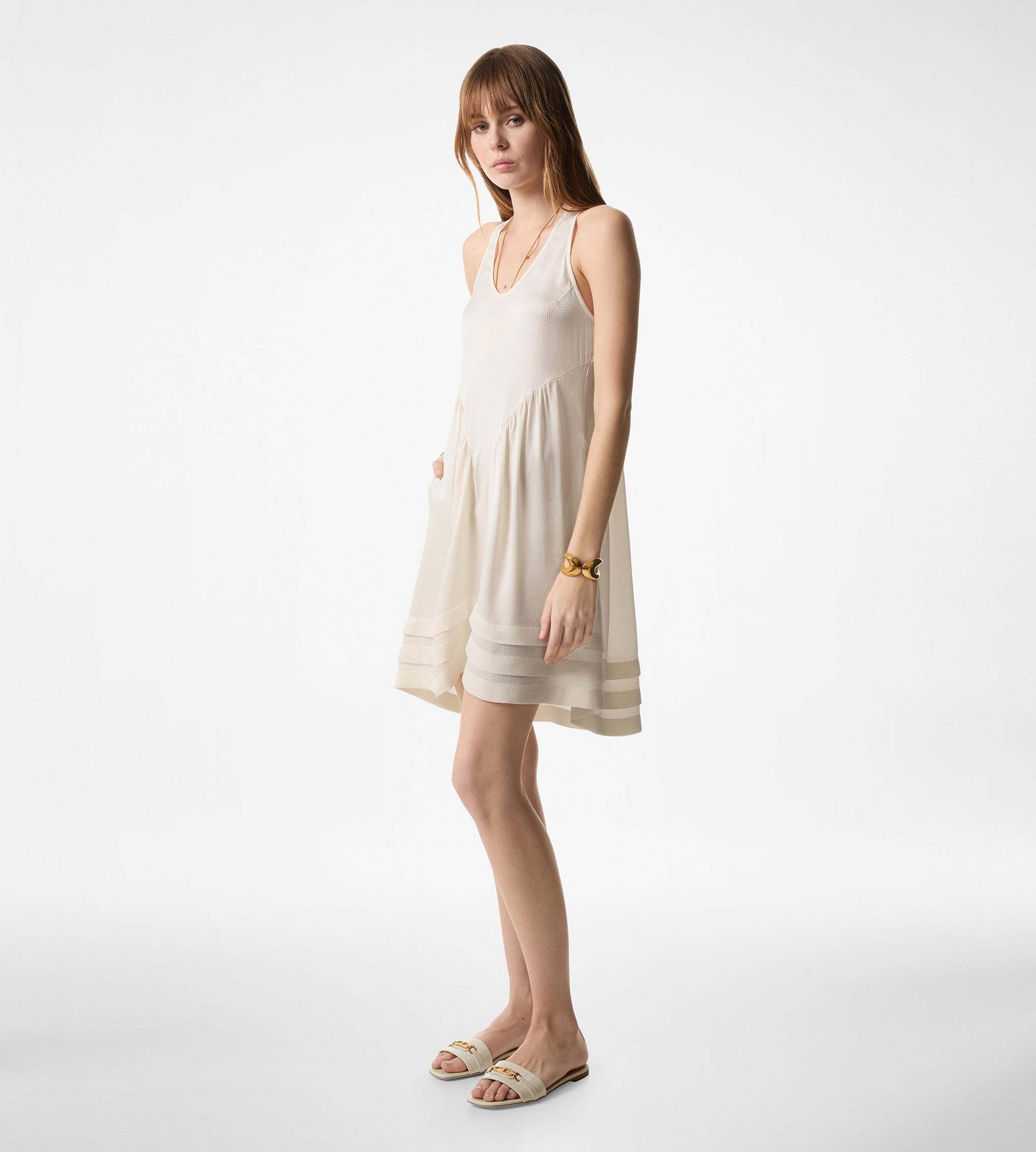MICRO FLUID SILK JACQUARD A-LINE DRESS - 2