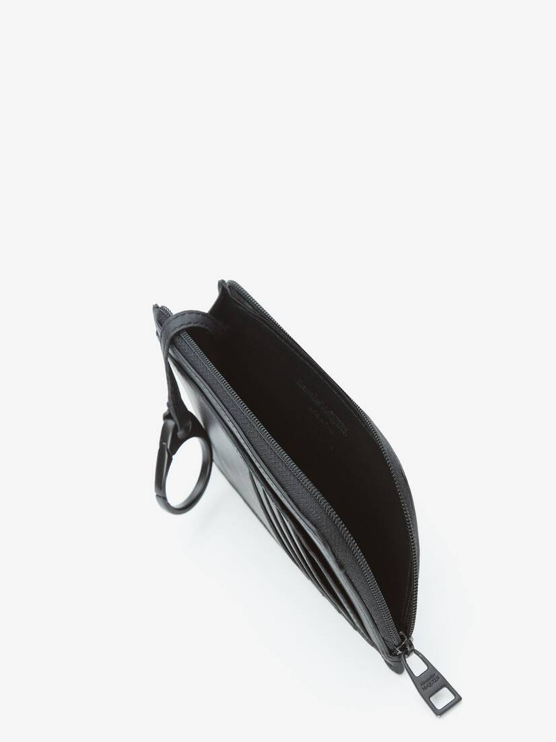 Alexander McQueen Mcqueen Graffiti Large Zip Coin Card Holder in Black/white outlook