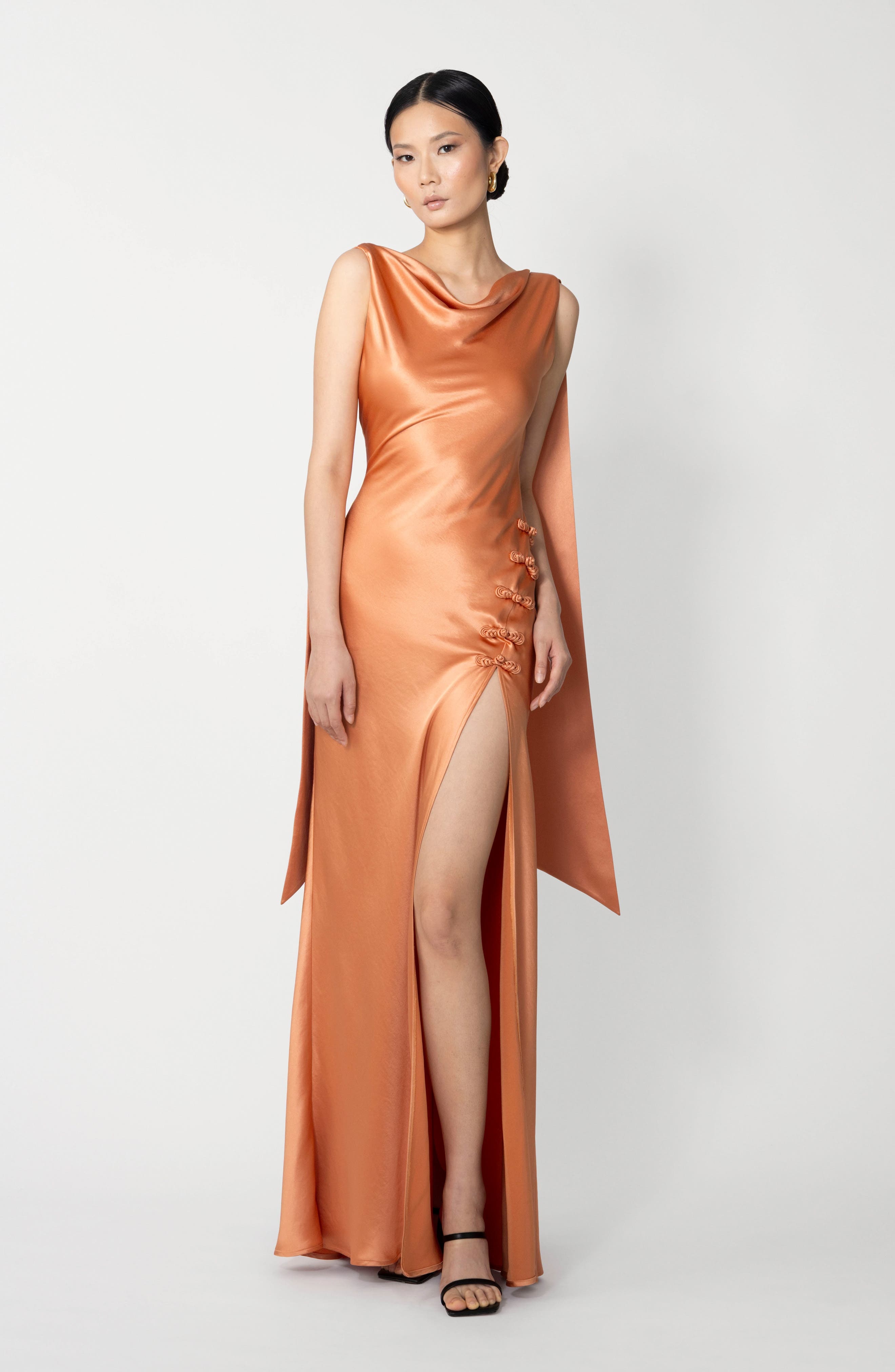 SAU LEE Priscilla Satin Gown in Terracotta at Nordstrom - 4