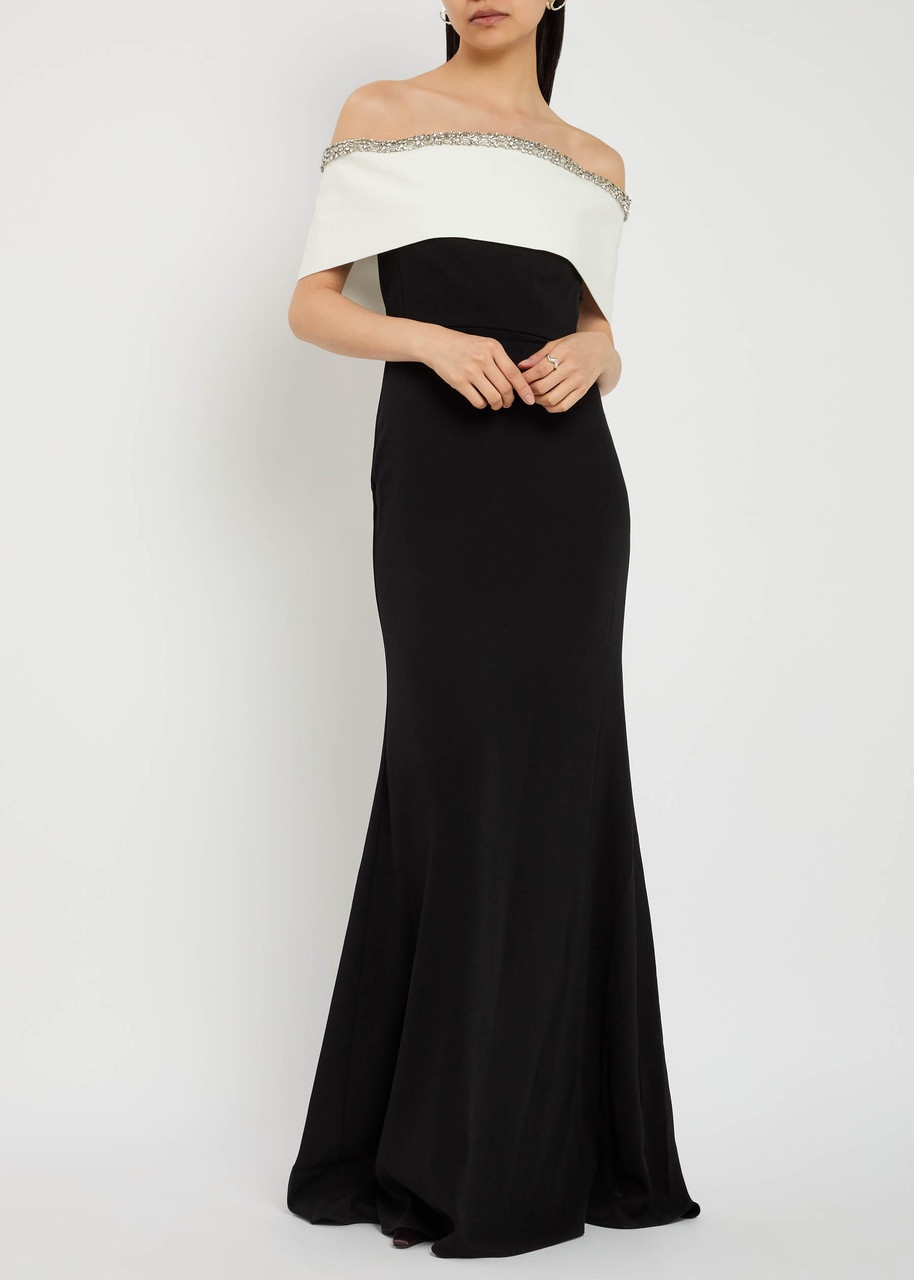 Roland Mouret Monochrome Embellished Crepe Gown - 4