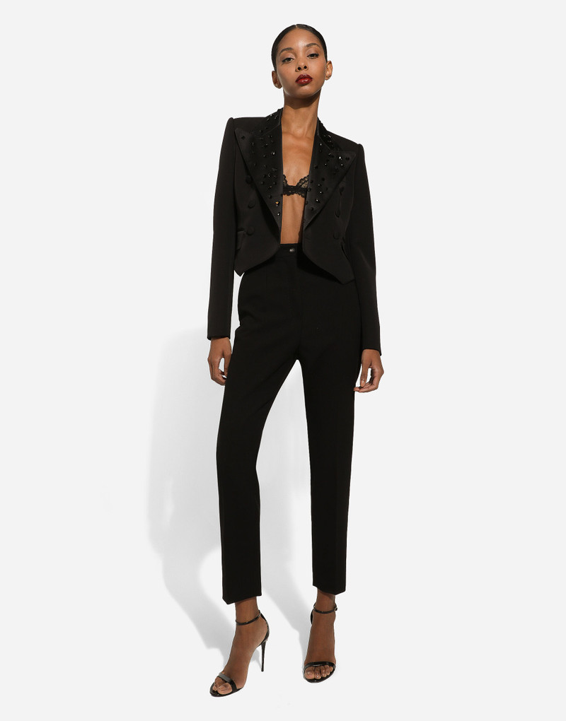 Cropped wool jacket with rhinestone details 5