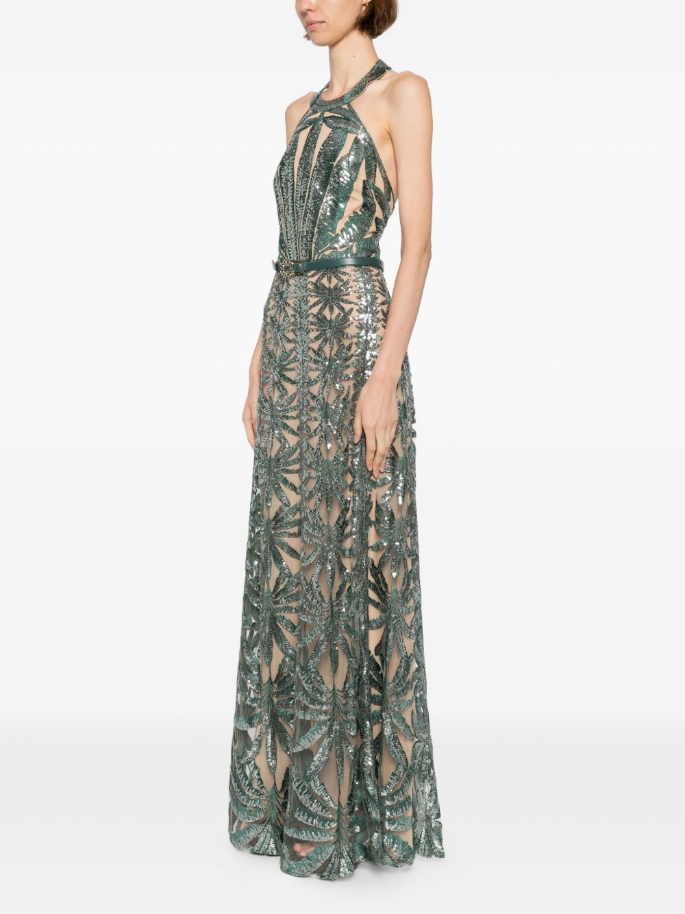 embroidered tulle halter dress - 3