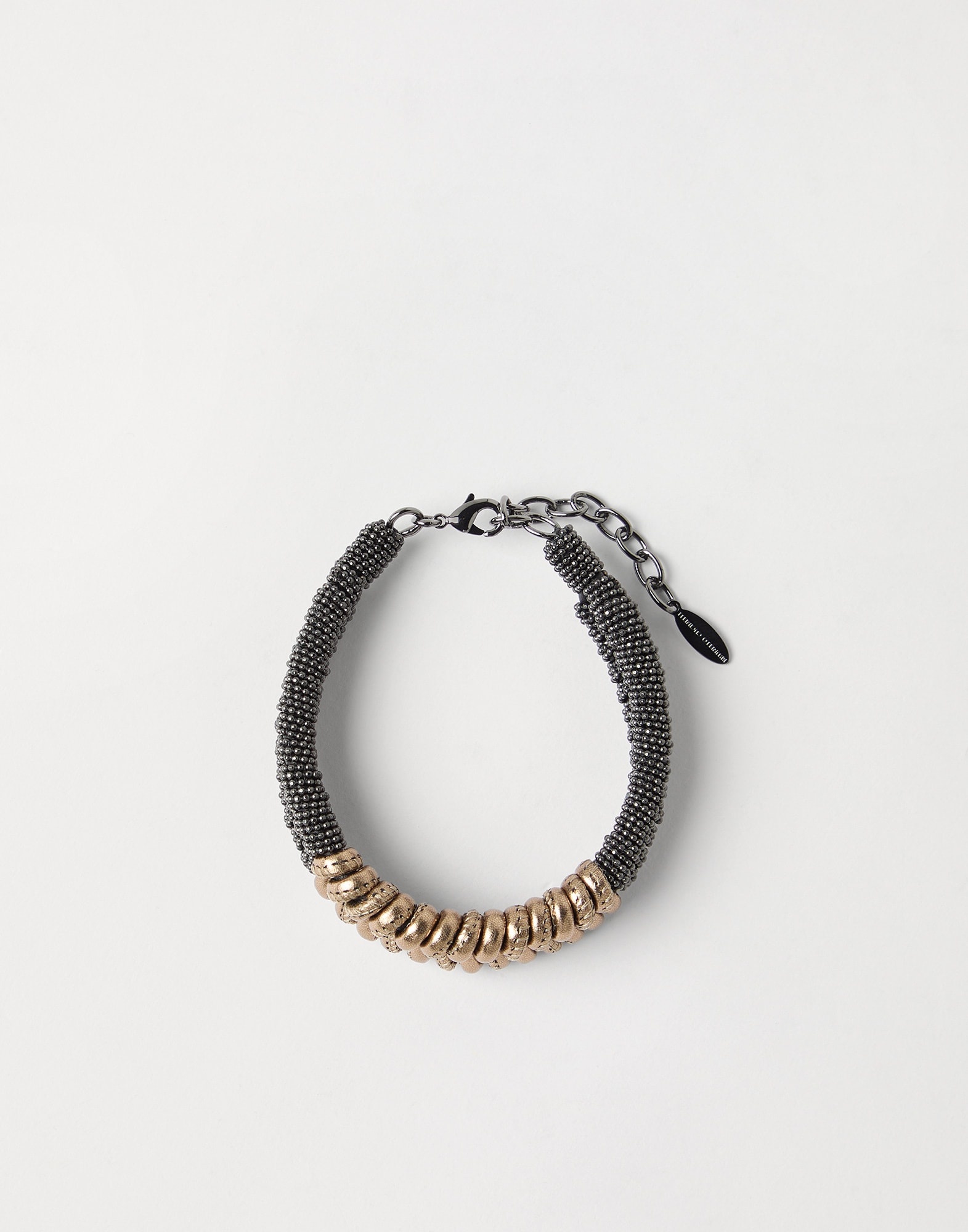 Lamé calfskin and monili braided bracelet - 1