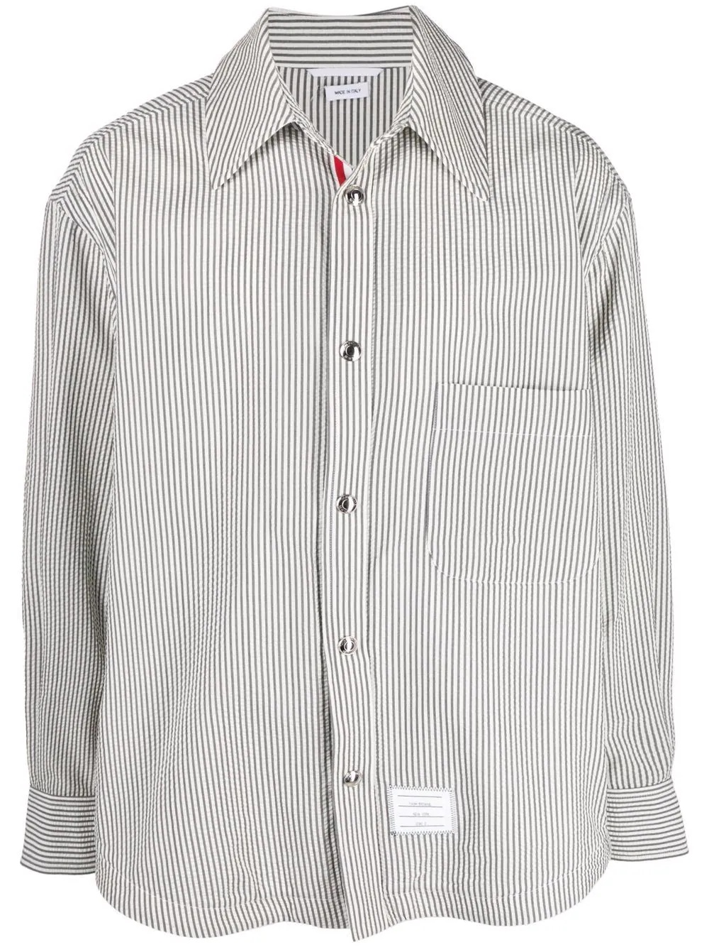 RWB grosgrain-placket seersucker oversized shirt jacket - 1