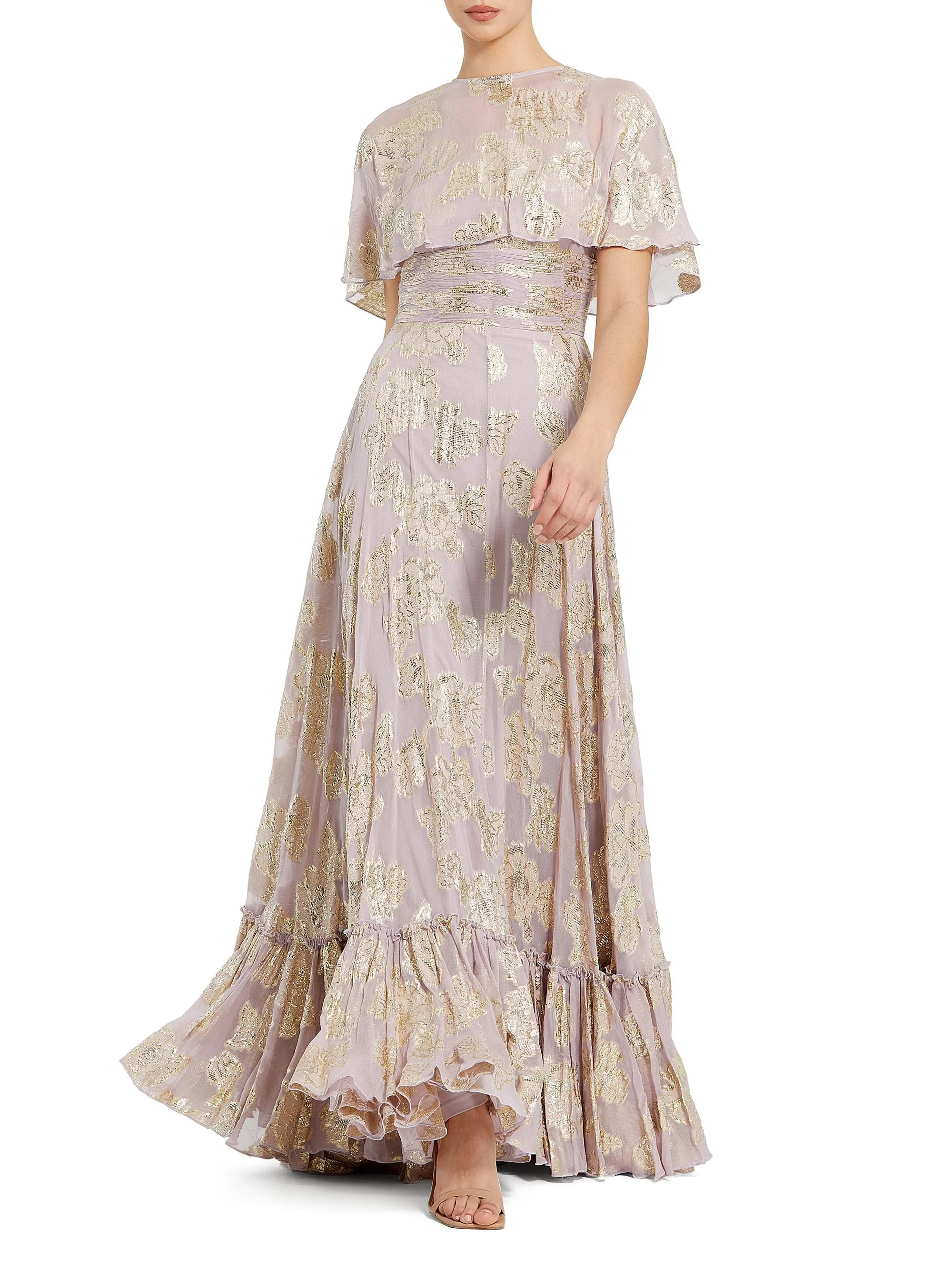 Women's Evening Floral A-Line Gown - Vintage Lilac - 1