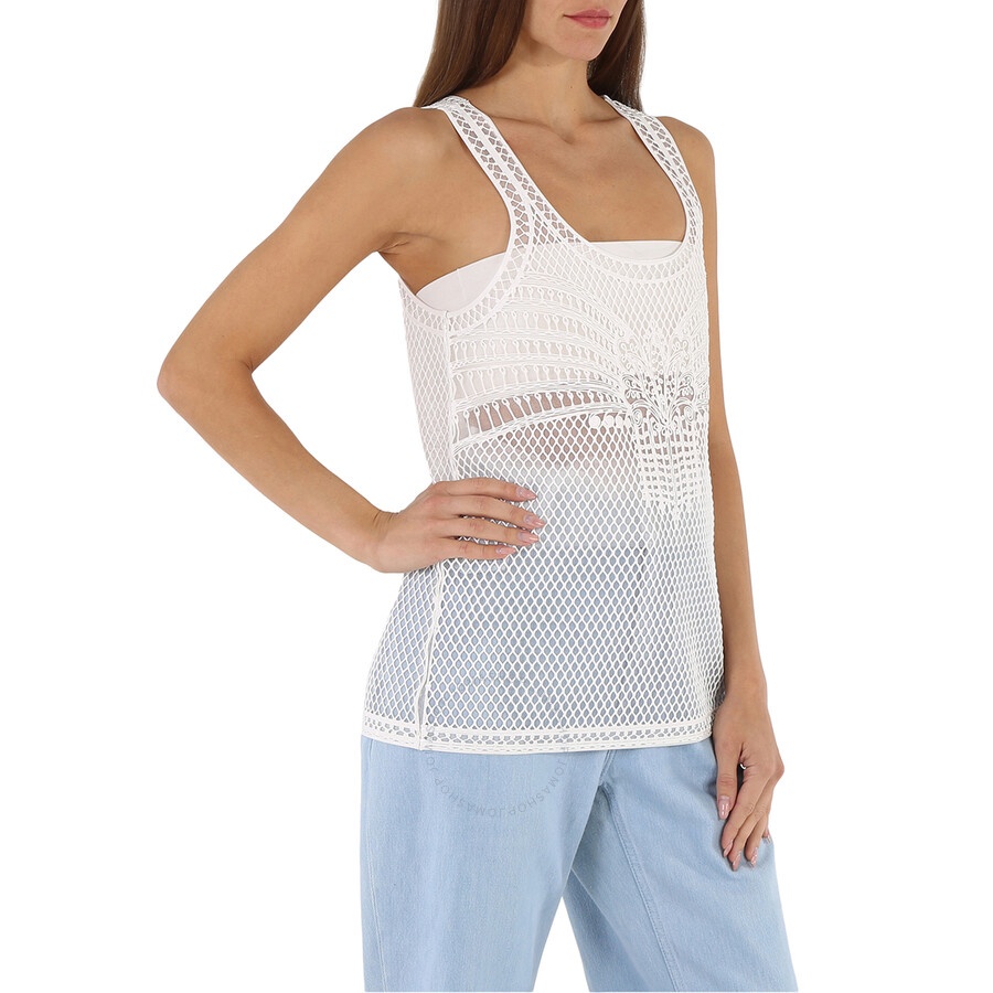 Burberry Ladies Silicone Lace Tank Top In White, Size X-small - 4