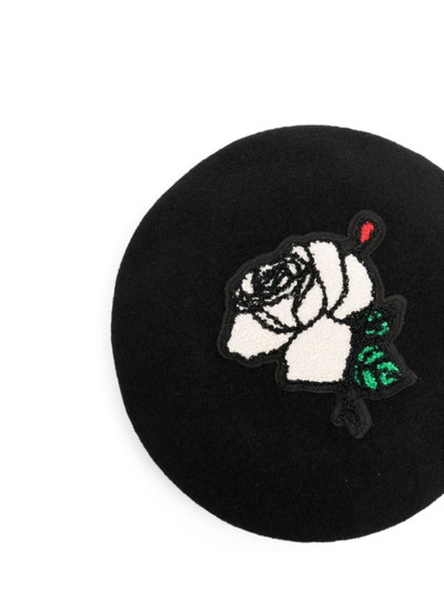 UNDERCOVER rose-appliqué wool beret outlook