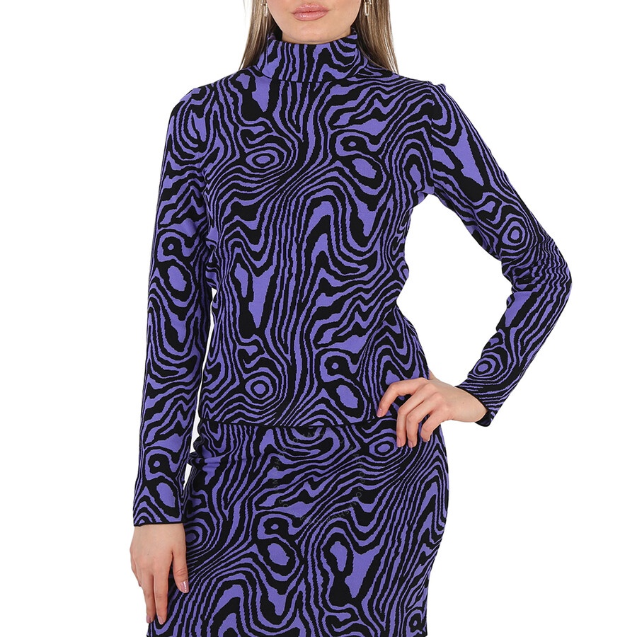 Moschino Ladies Moire-Effect Funnel-Neck Jumper - 3