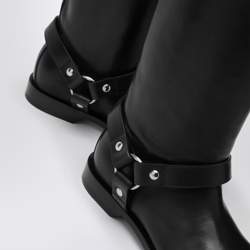 Loewe Campo Biker High Boot In Black Calfskin Leather Women - 4