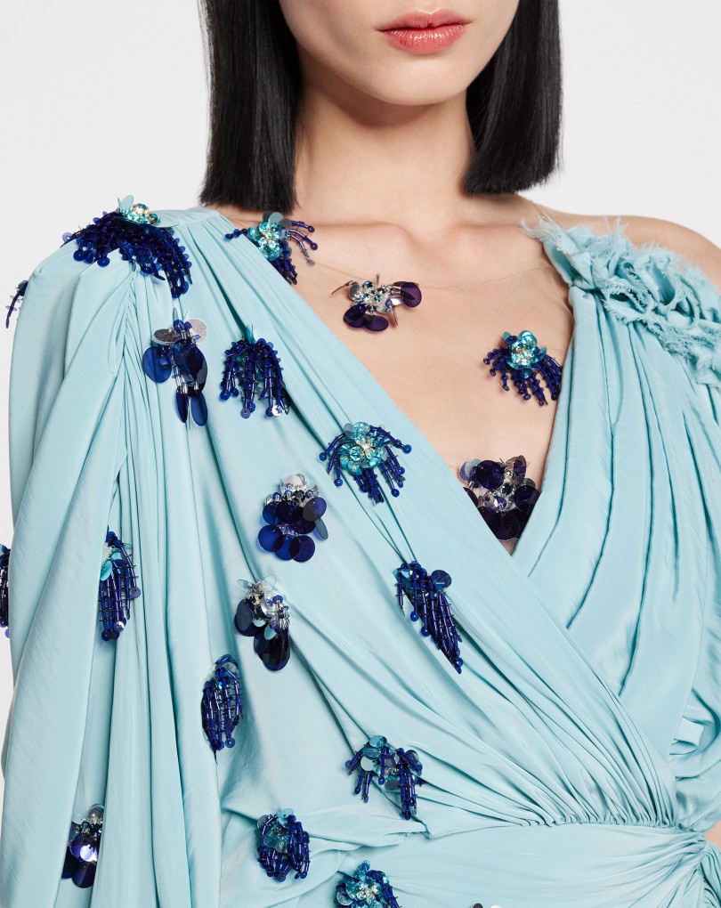 SHORT DRAPED DRESS WITH EMBROIDERY - 4