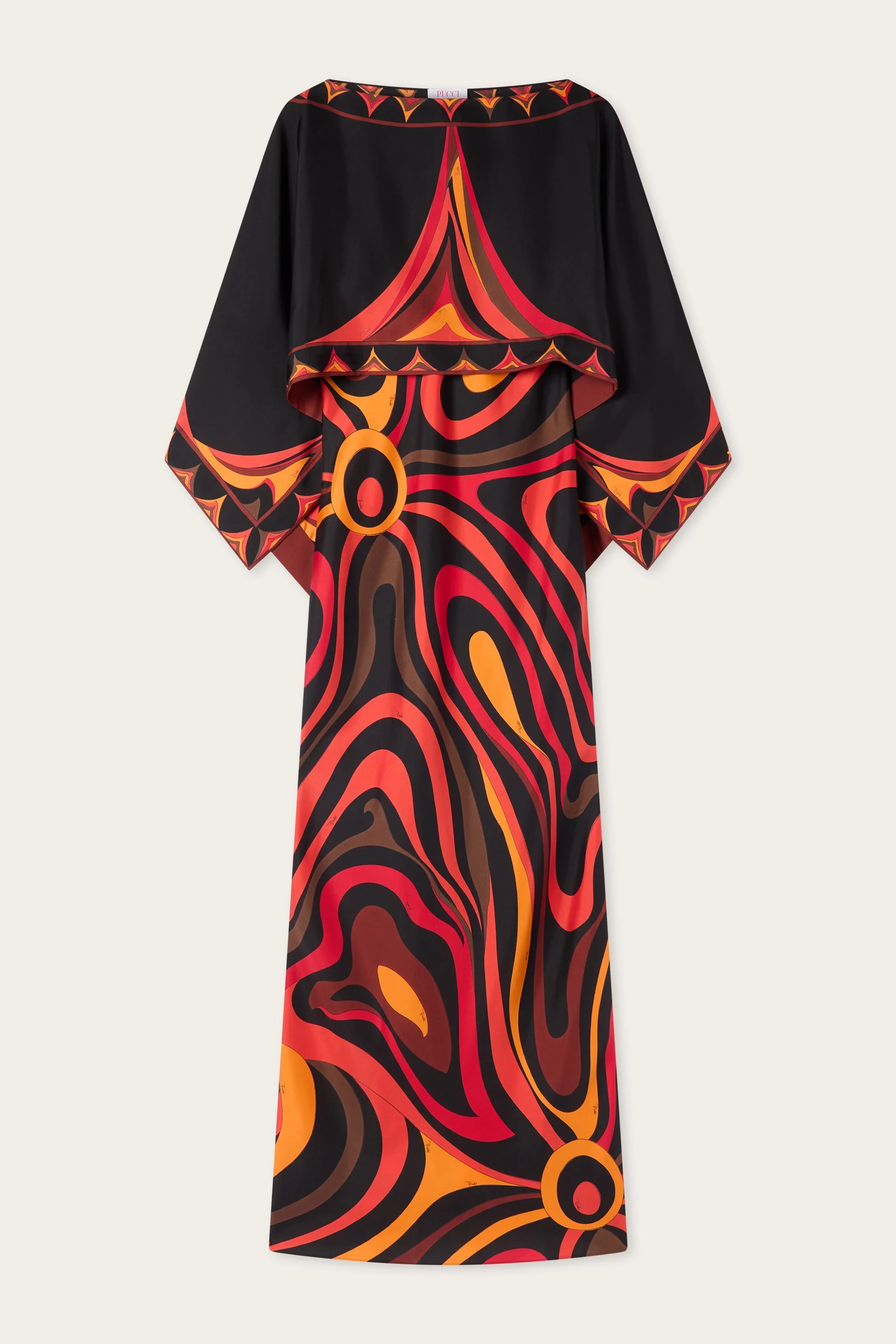 MARMO PRINT SILK DRESS WITH CAPE - 1