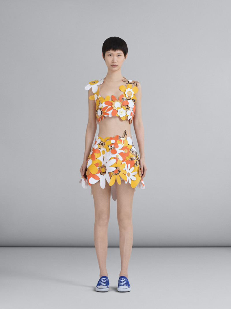 Marni EMBROIDERED LEATHER FLOWERS MINI SKIRT outlook