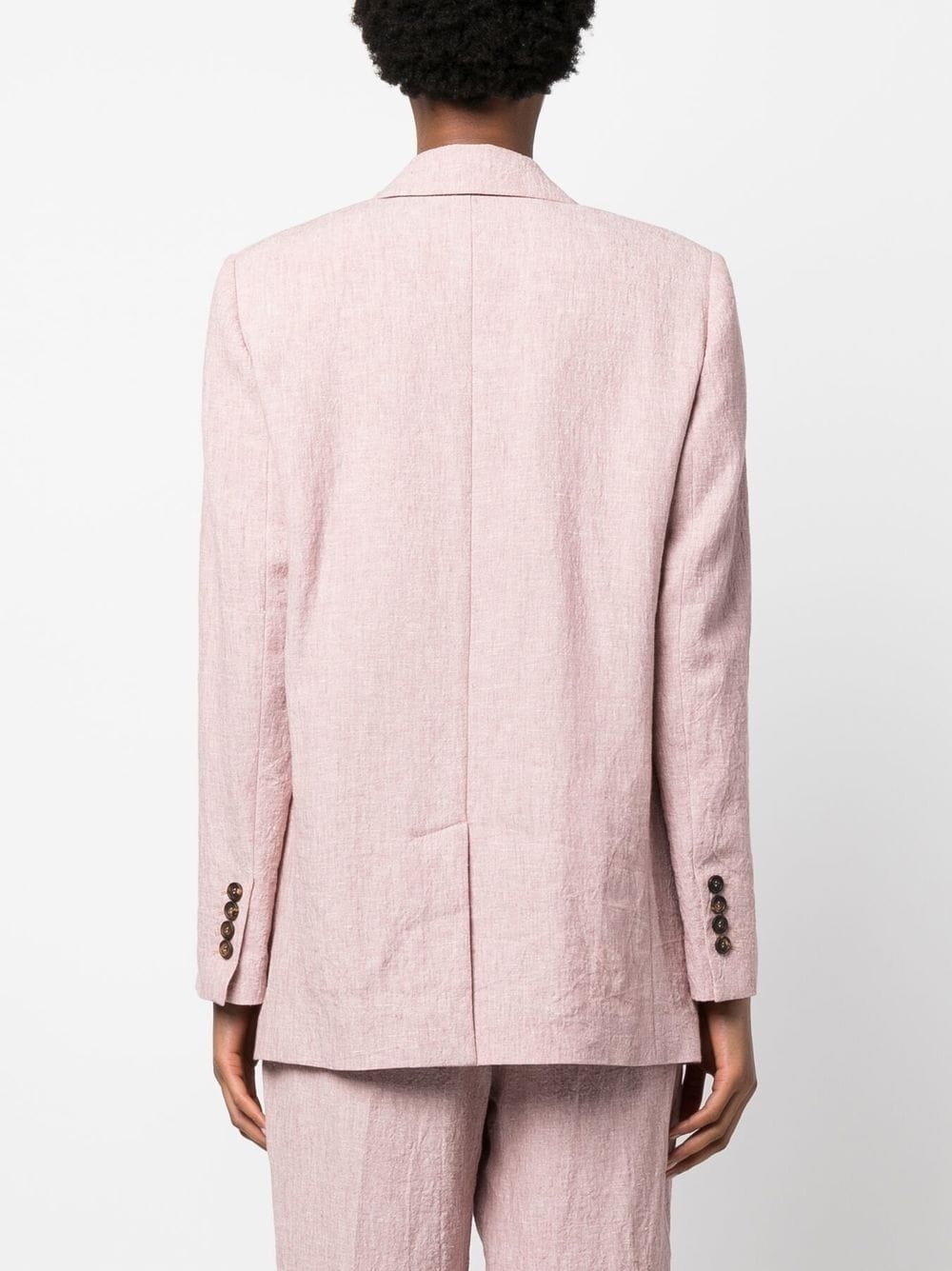 double-breasted linen blazer - 4