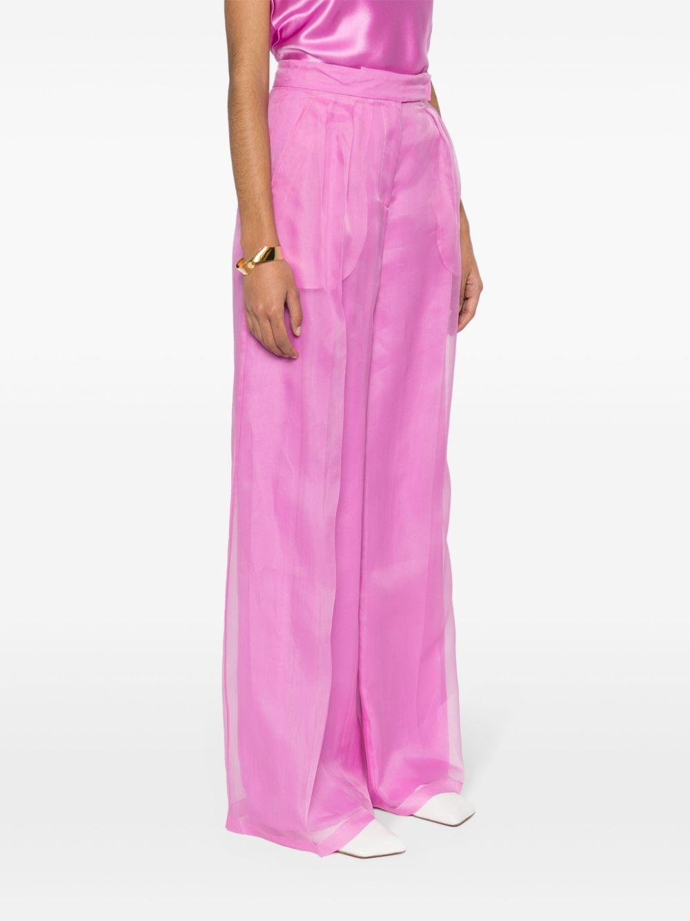 silk sheer straight trousers - 3