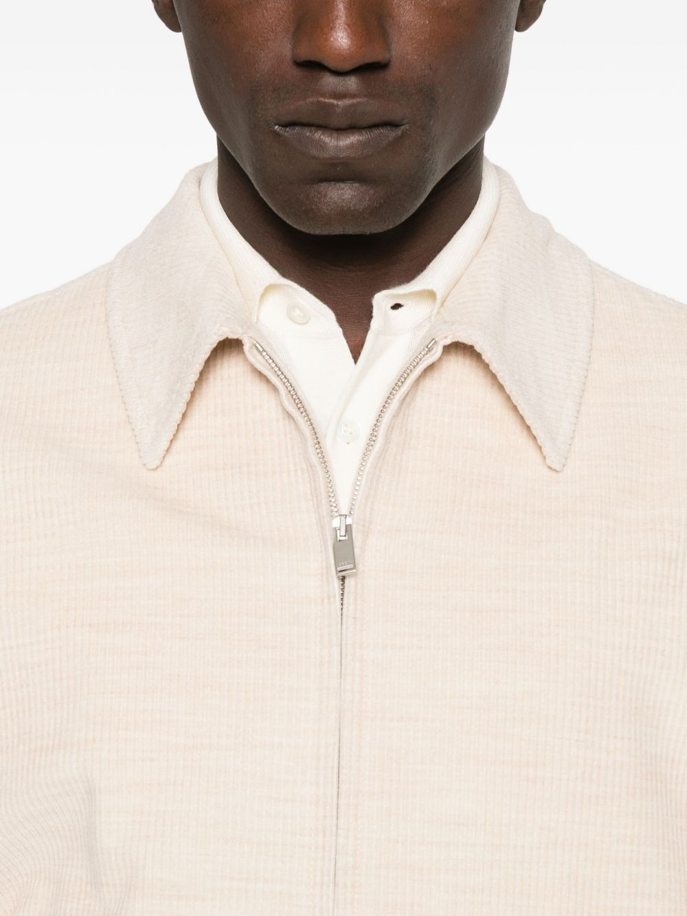 ribbed zip-up overshirt - 5