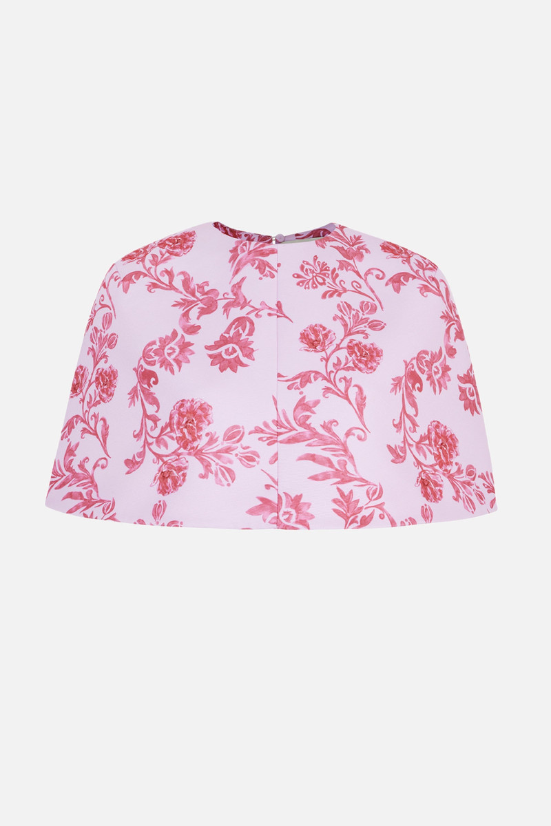 Virginie Cape In Pink Floral Damask Taffeta Faille 1