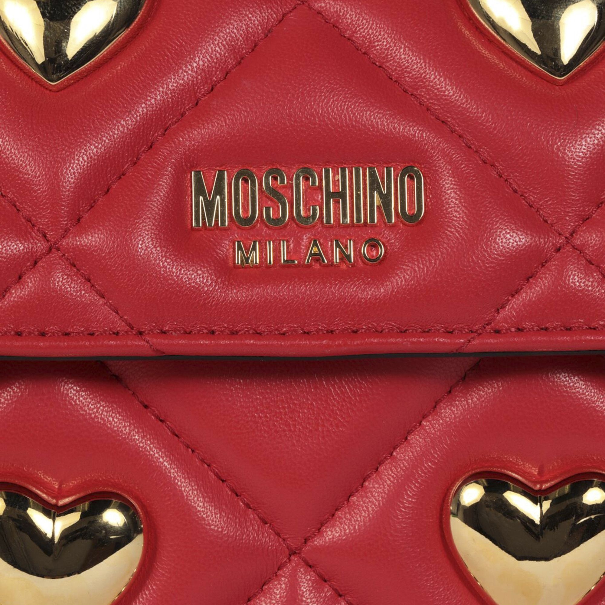 Moschino Heart Studs Quilted Shoulder Bag 'Red' - 3