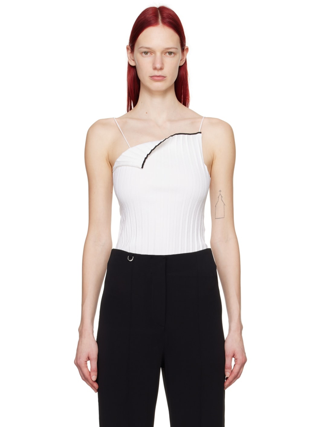 White Les Sculptures 'Le haut maille plissé' Tank Top - 1