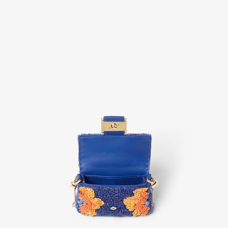 Nano Baguette Charm Multicolor beads and sequin charm with floral embroidery 4