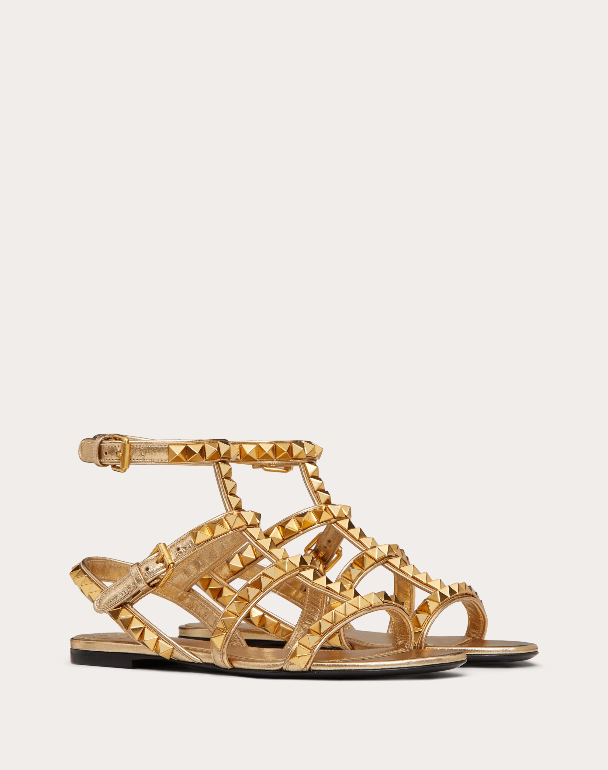 ROCKSTUD NO LIMIT FLAT SANDAL IN METALLIC NAPPA - 2