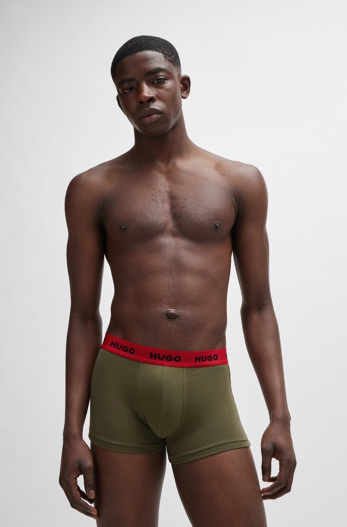 THREE-PACK OF STRETCH-COTTON TRUNKS WITH LOGO WAISTBANDS - 6