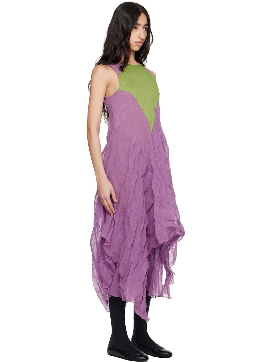 Purple & Green Shura Sleeveless Maxi Dress - 2