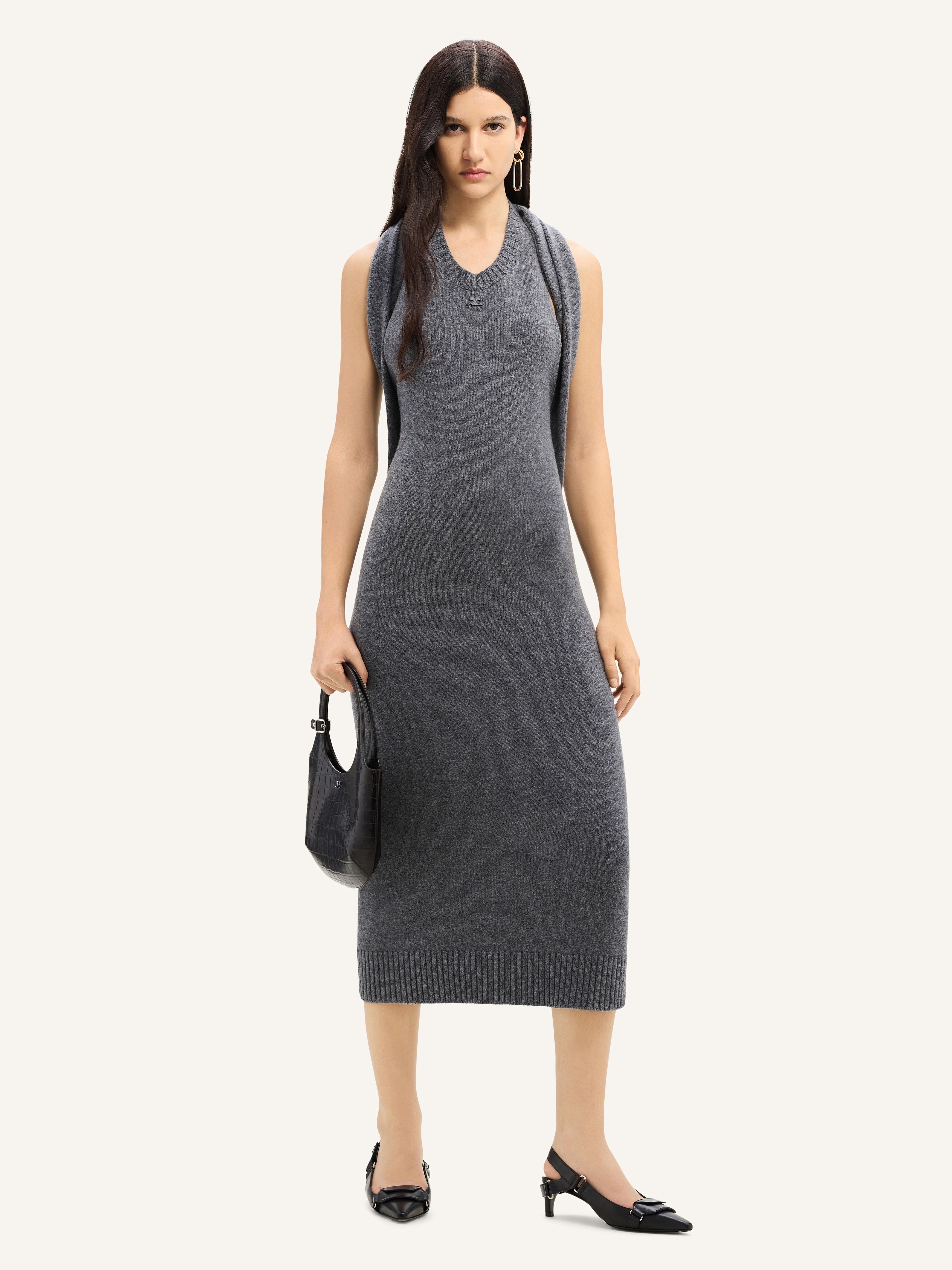 OVER THE SHOULDER DRAPÉ LAMBSWOOL DRESS - 2