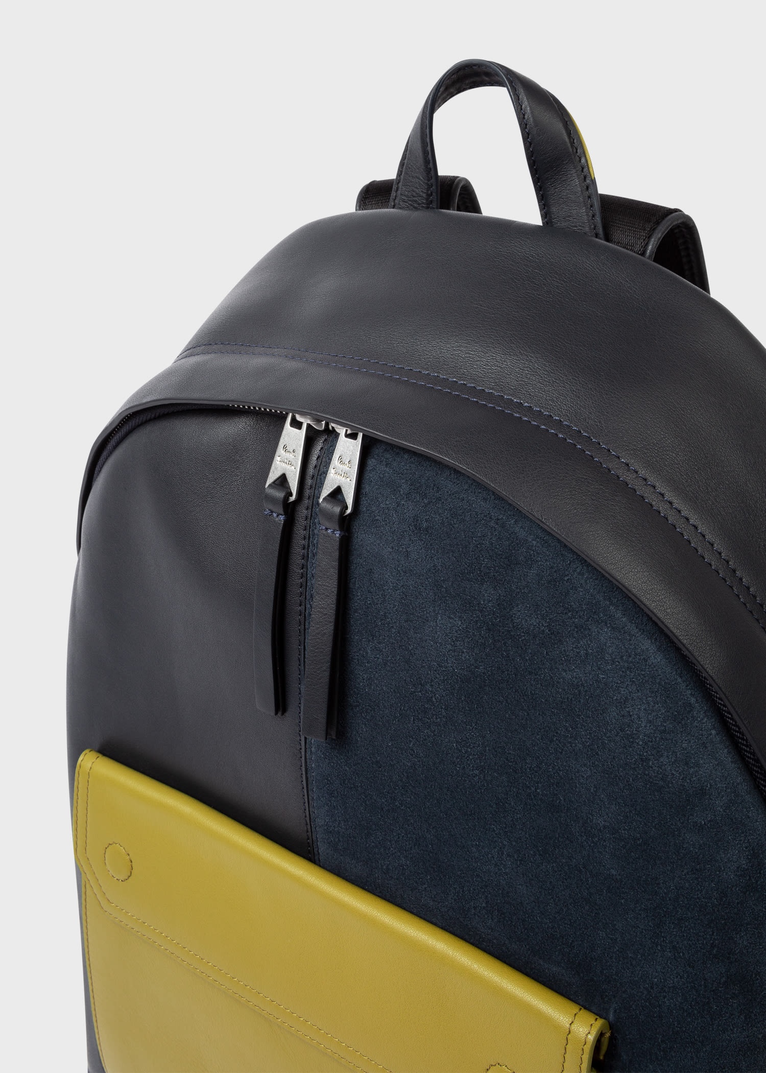 Leather Contrast Pocket Backpack - 6