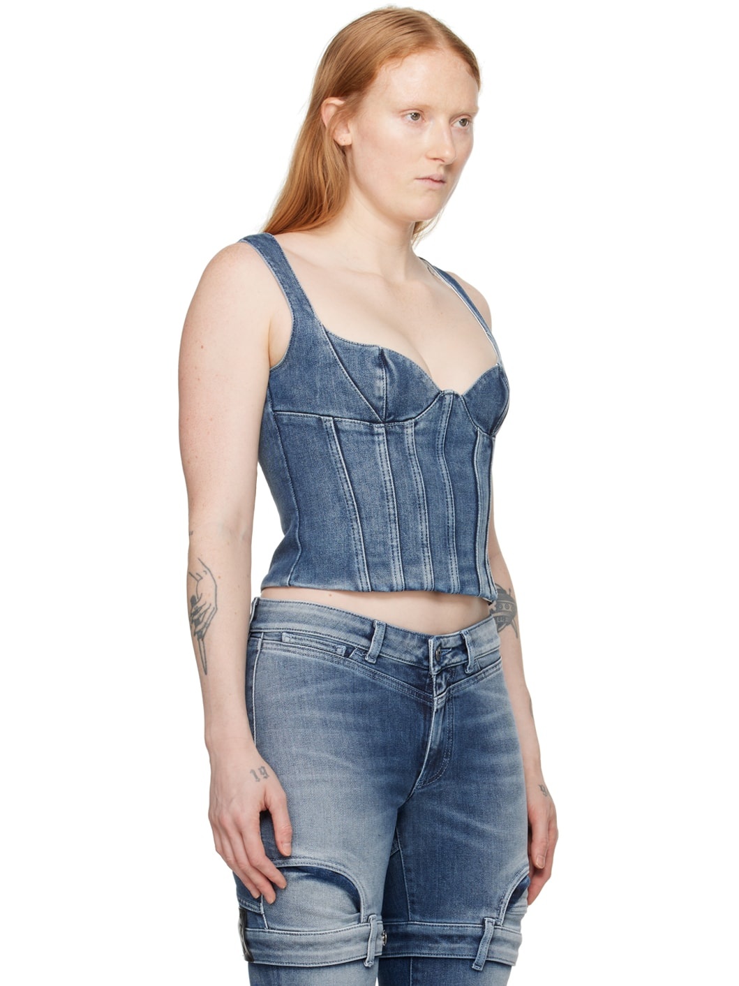 Blue Bustier Denim Tank Top - 2