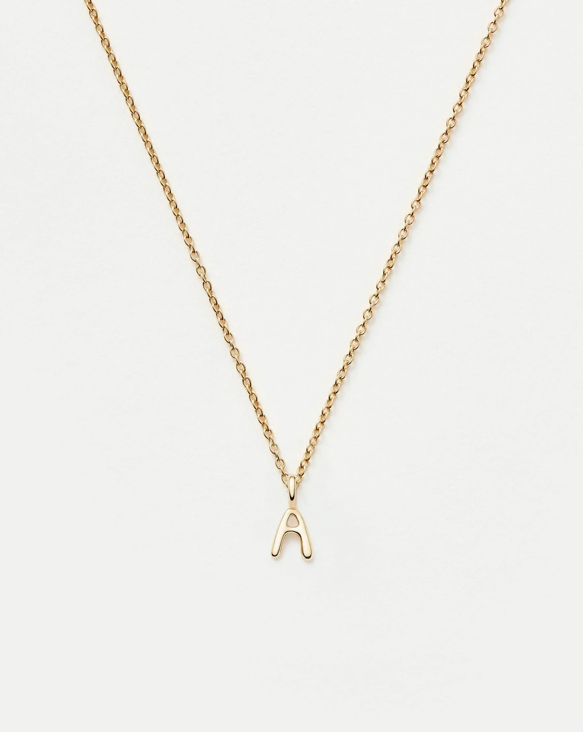 Solid Gold Initial Mini Pendant Necklace - A - 1