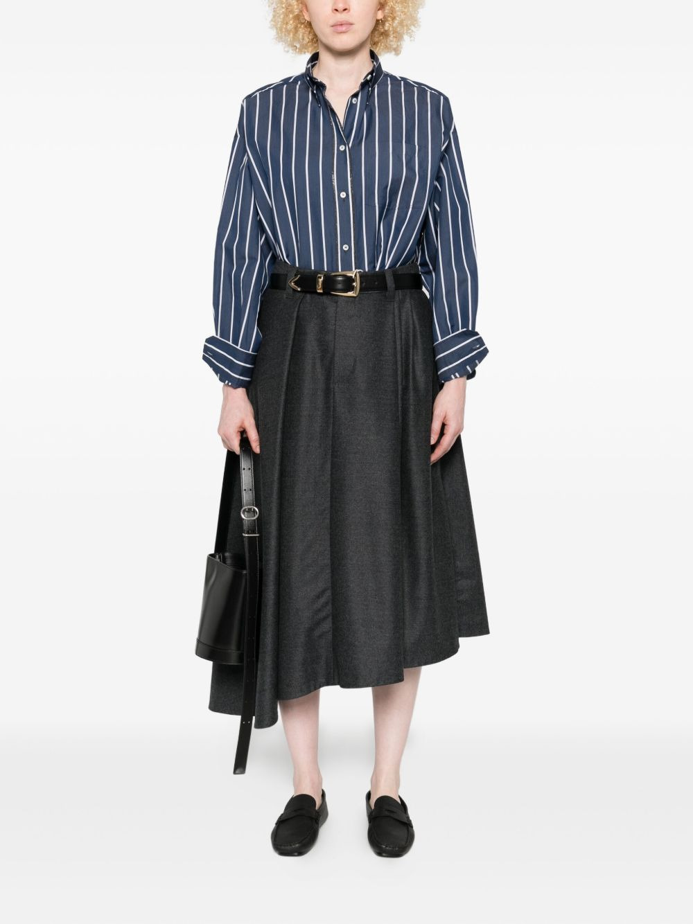 pleated asymmetric skirt - 2