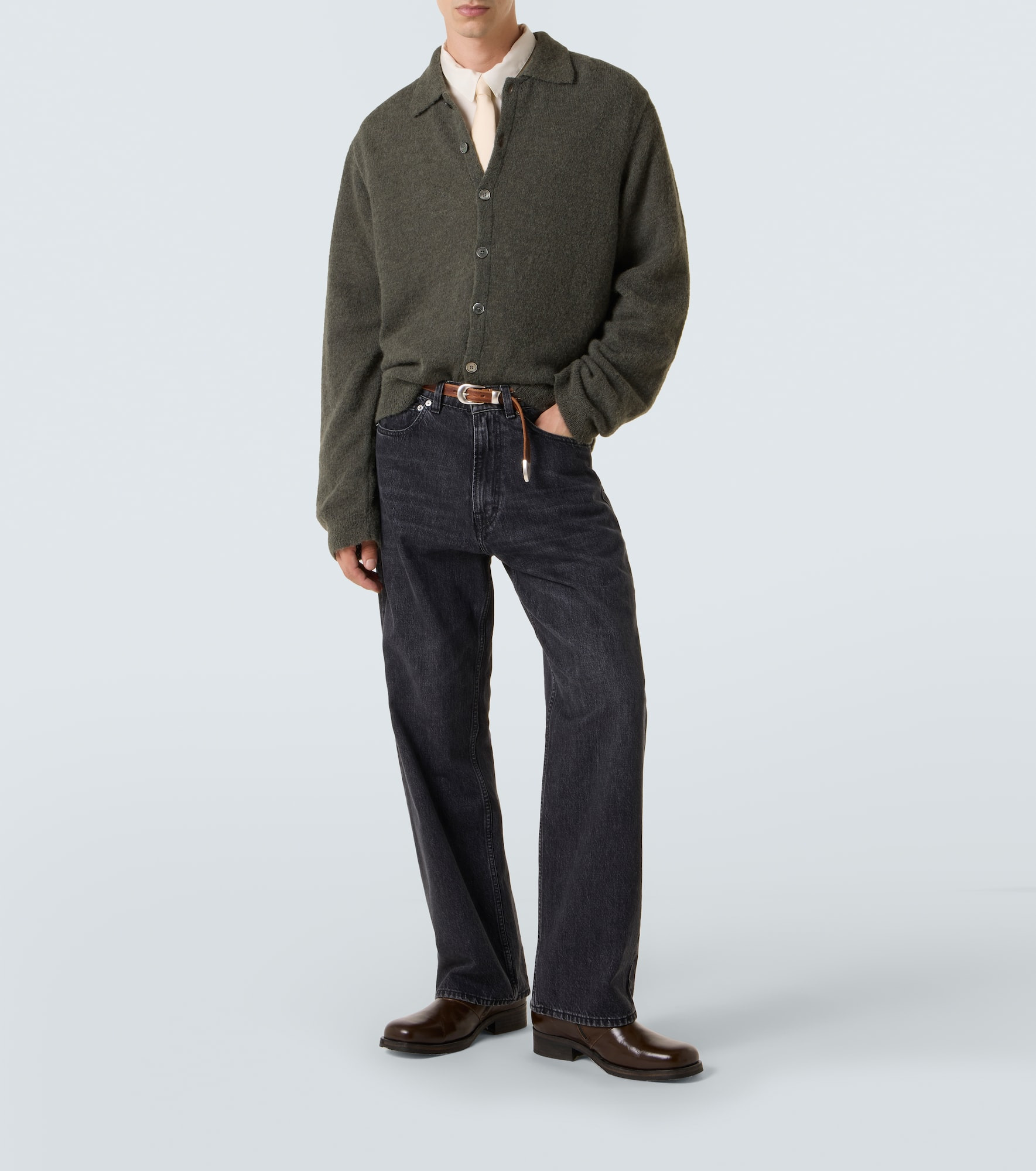 Evening alpaca wool-blend polo cardigan - 2