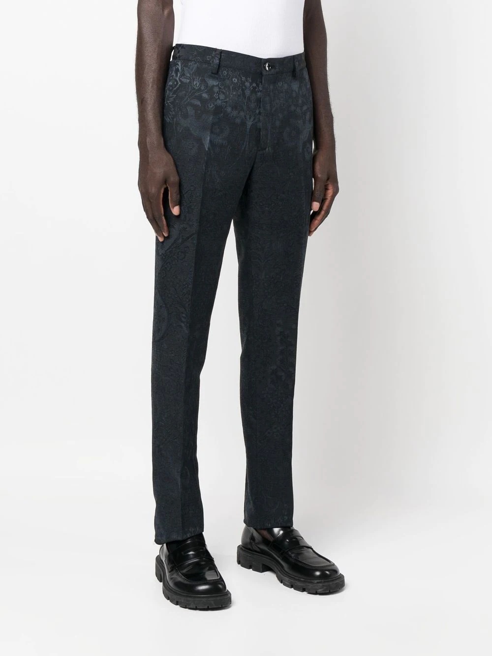 jacquard pressed-crease tailored trousers - 3