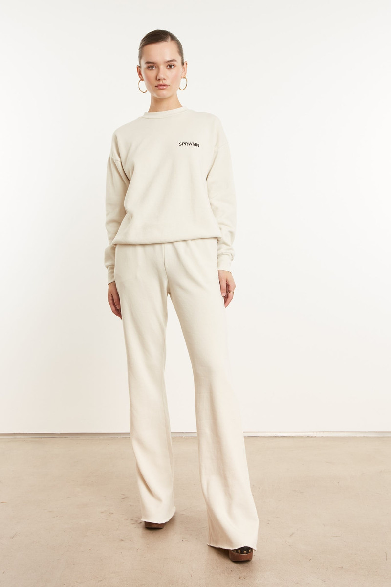 SPRWMN VINTAGE WHITE FLEECE STRAIGHT LEG SWEATPANTS outlook