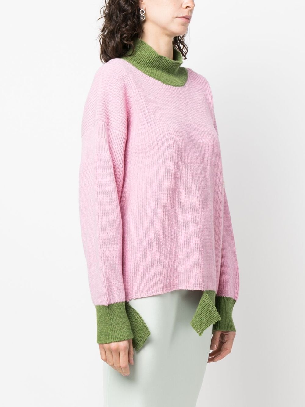 asymmetric raw-edge ribbed jumper - 3