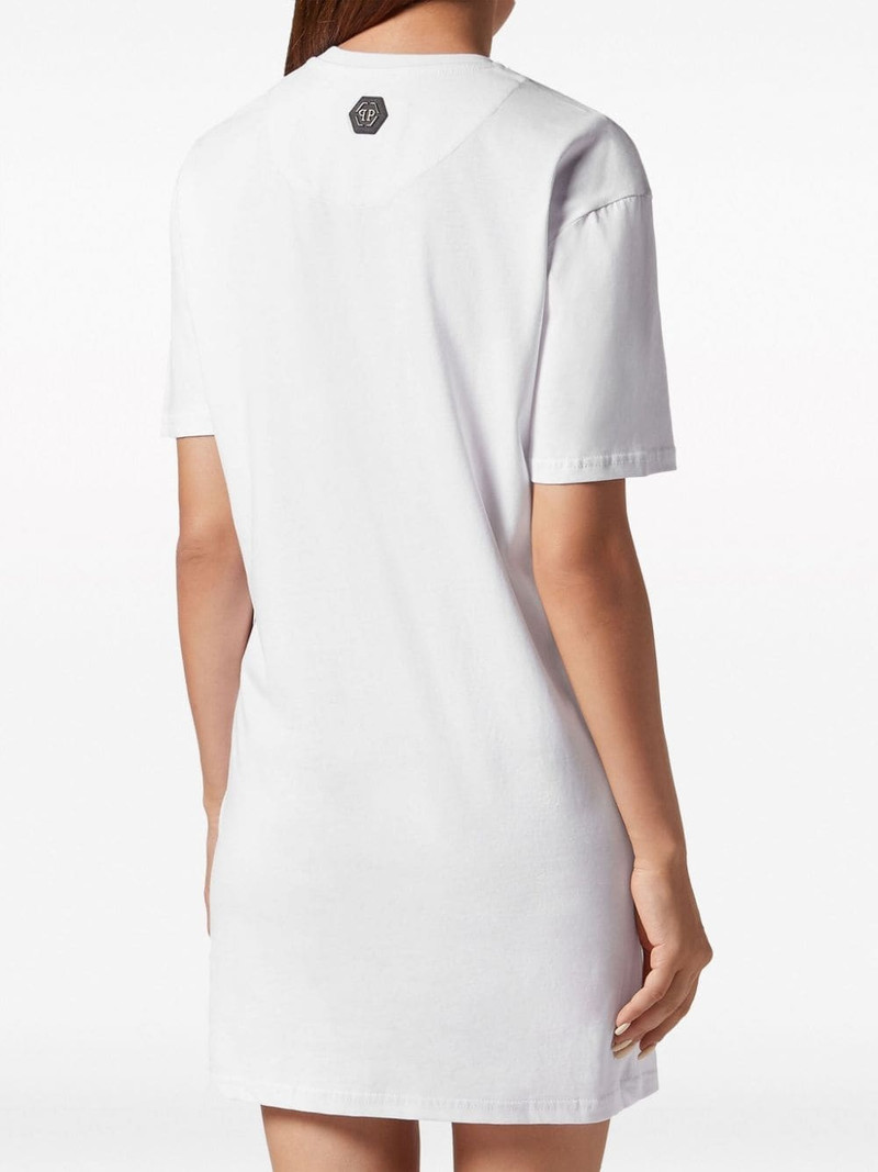 logo-embellished embroidered T-shirt dress 4