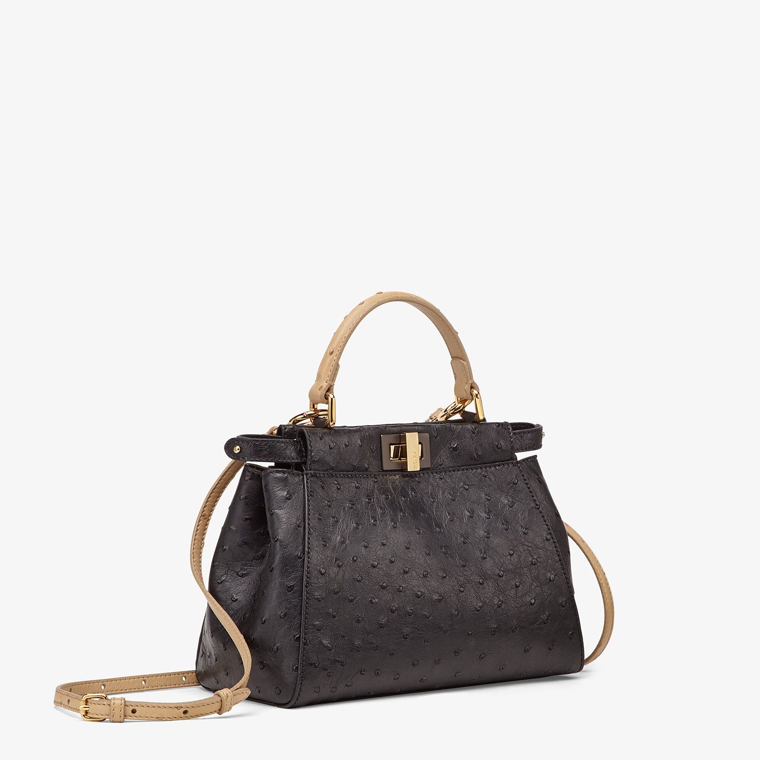 Black ostrich leather bag - 2