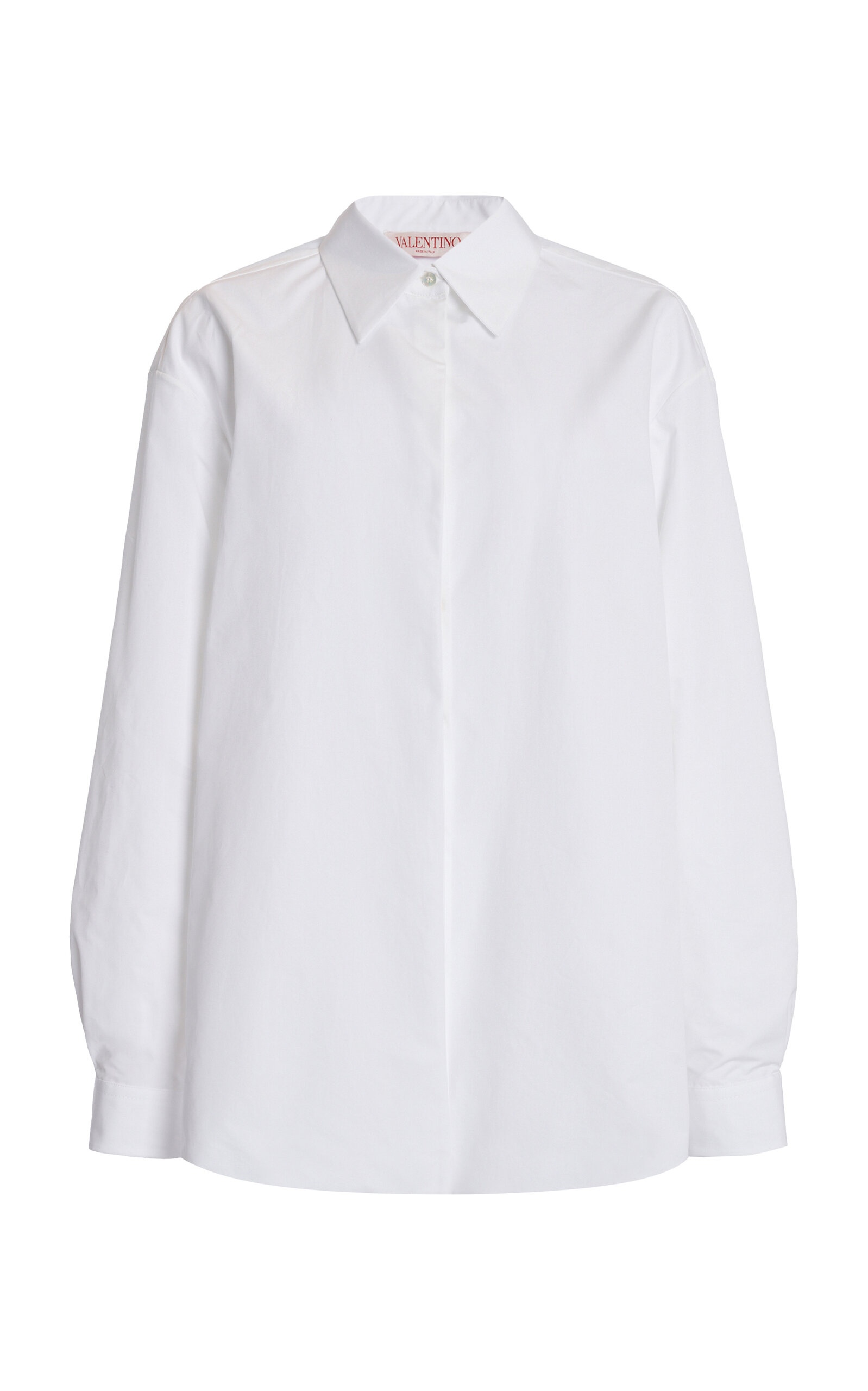 Cotton Poplin Button-Up Shirt white - 1