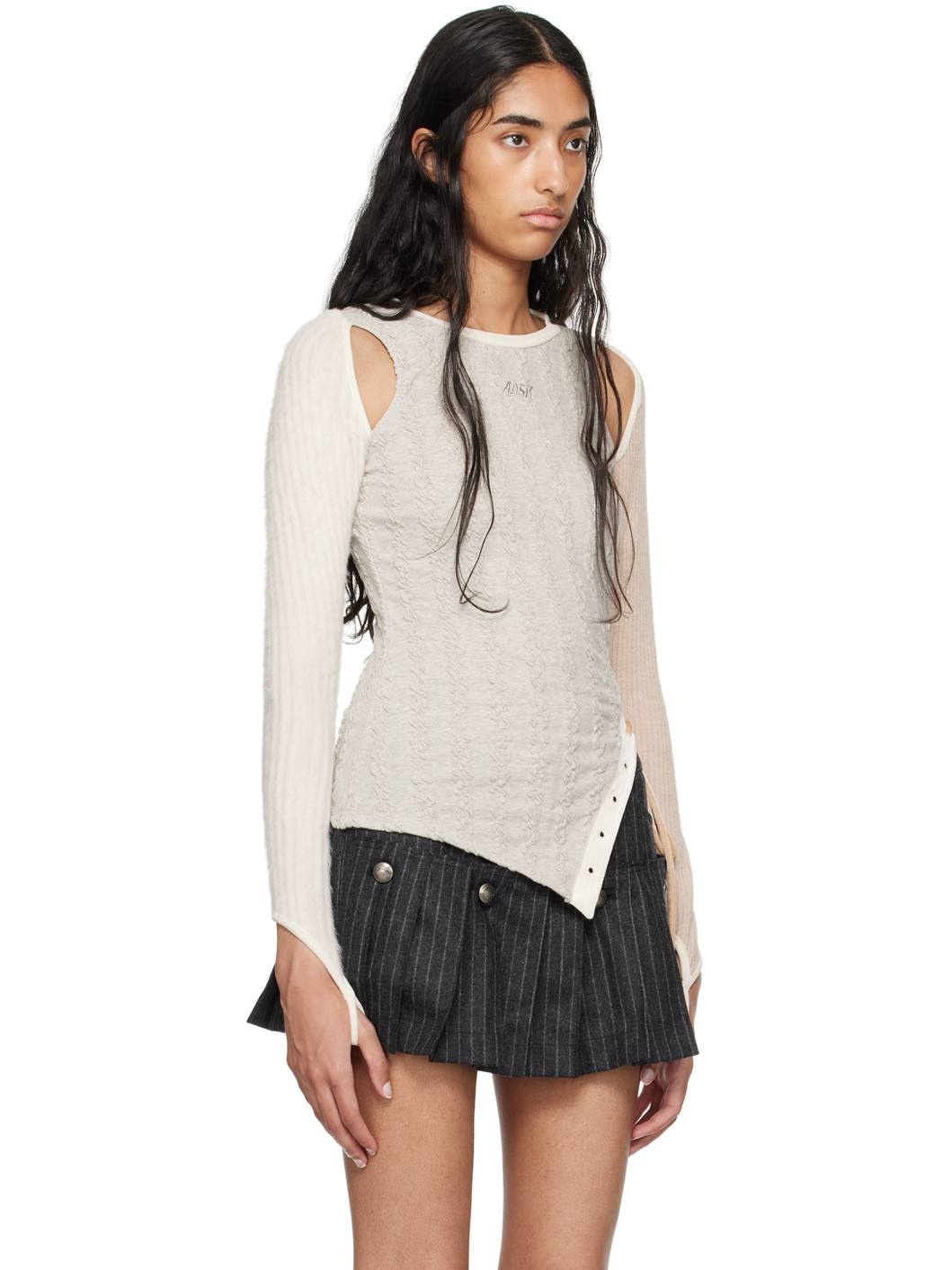 Gray & Beige Braids Cutout Sweater - 2