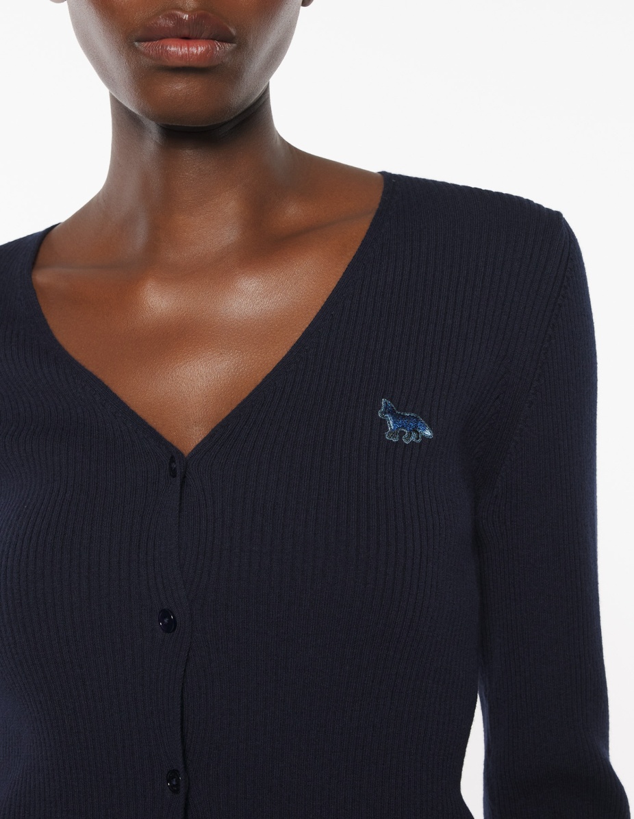 BABY FOX PATCH FINE RIBBED CARDIGAN - 4