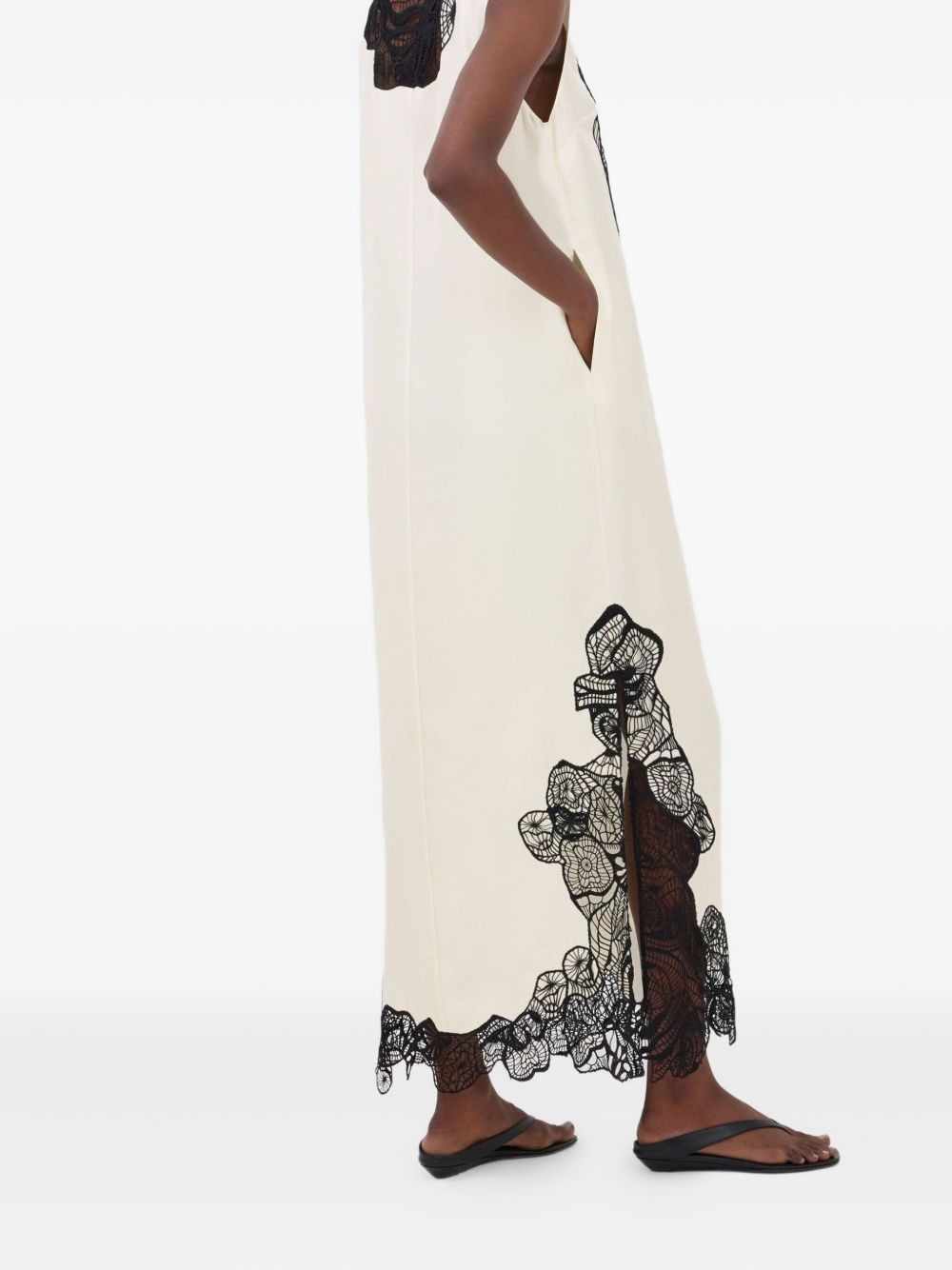 Uma lace-trim silk midi dress - 4