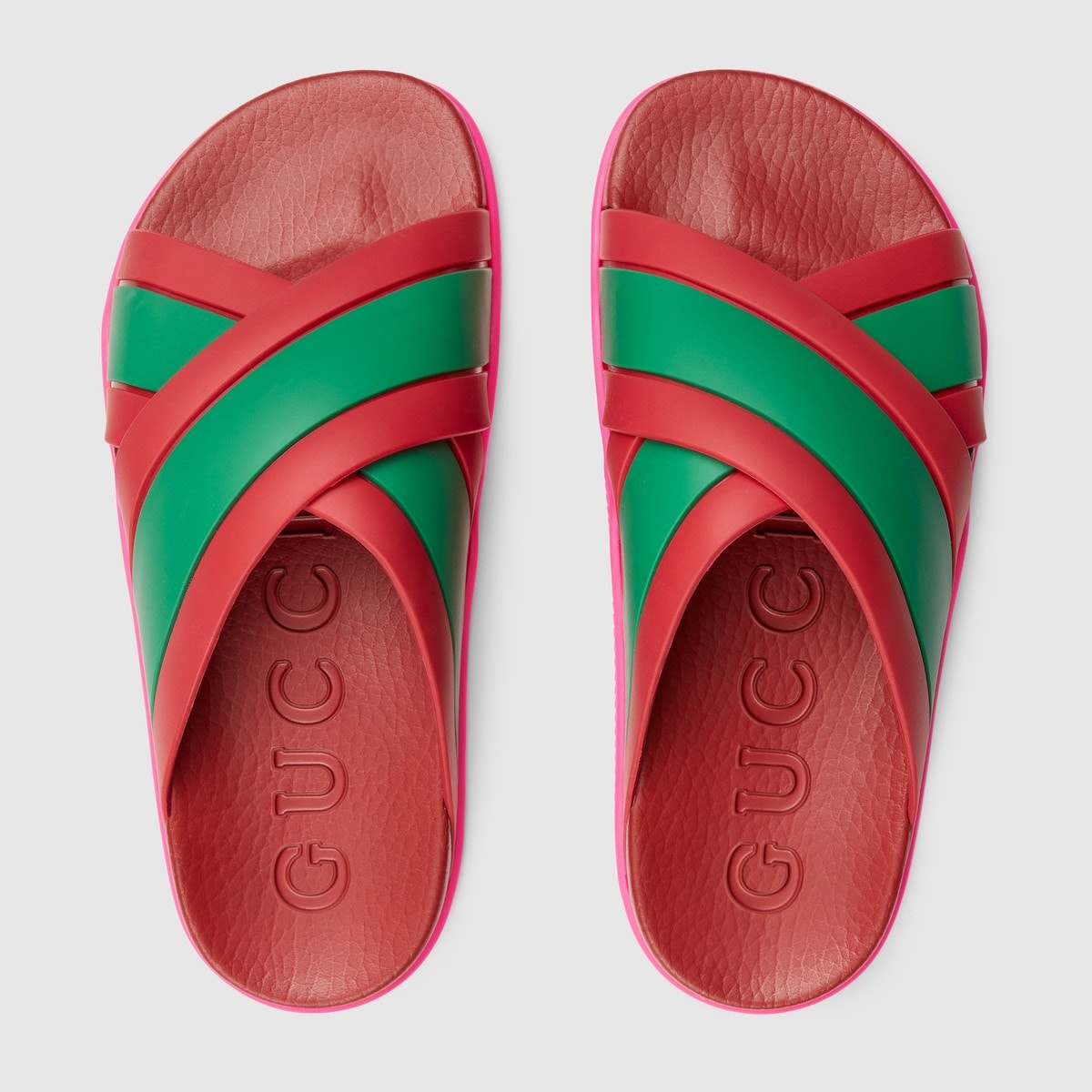 サンダル・ミュール GUCCI Web Slide Sandal 630326 Gucci Rubber Slide 'Green Red' 630326-J8700-8460