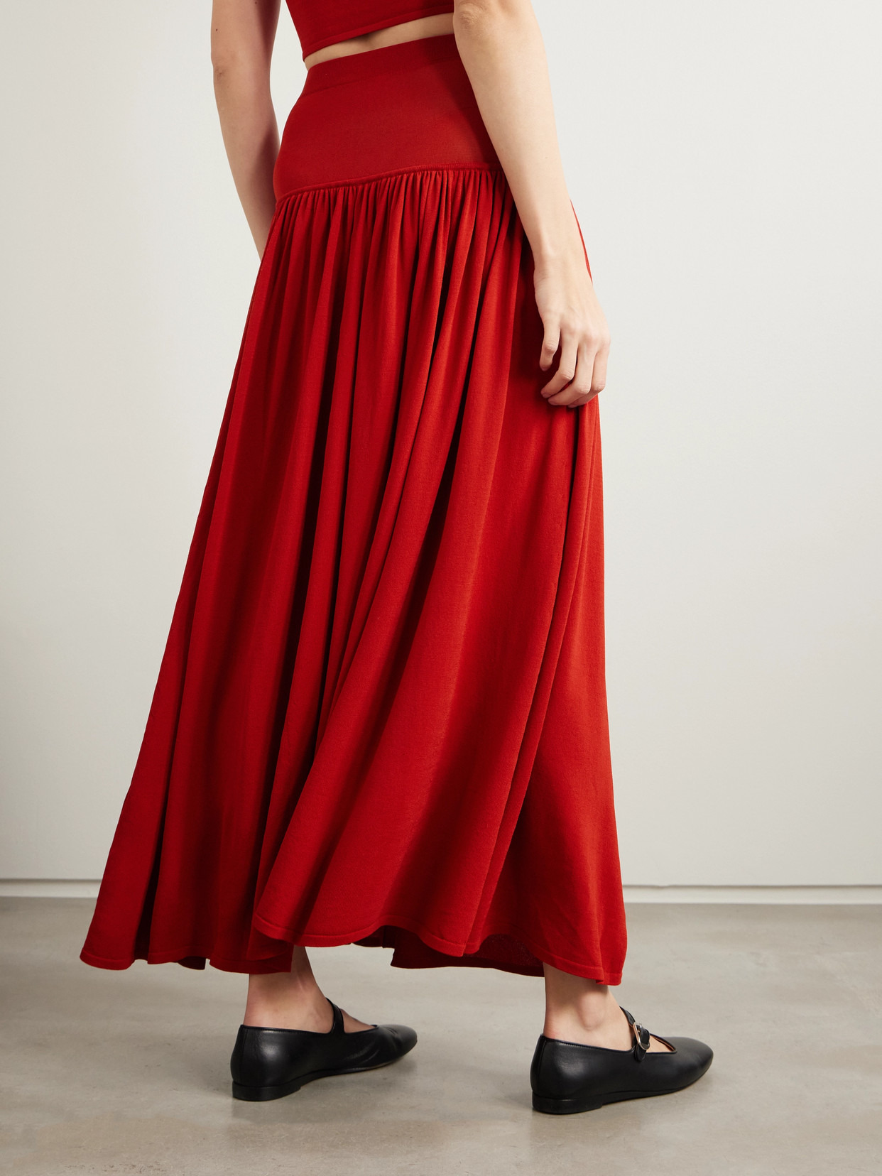 Romy Gathered Knitted Maxi Skirt - 3
