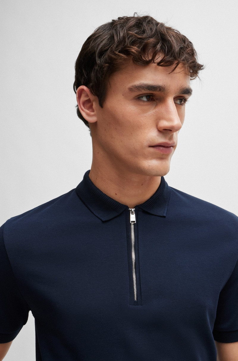 MERCERIZED-COTTON SLIM-FIT POLO SHIRT WITH ZIP NECK 3
