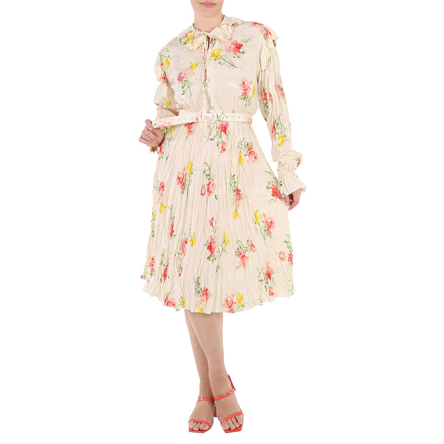 Balenciaga Ladies Vintage Flower Off-Shoulder Dress - 4