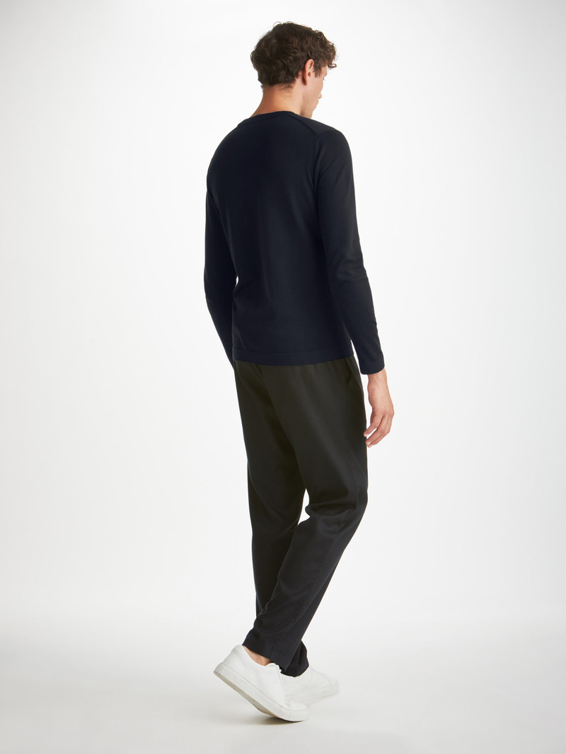 Derek Rose Men's Sweater Jacob Sea Island Cotton Navy outlook