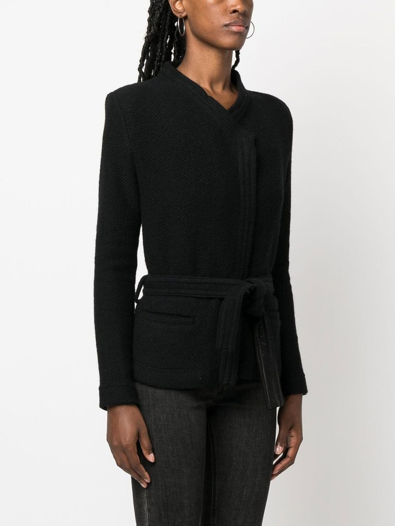 embossed-finish belted jacket 3