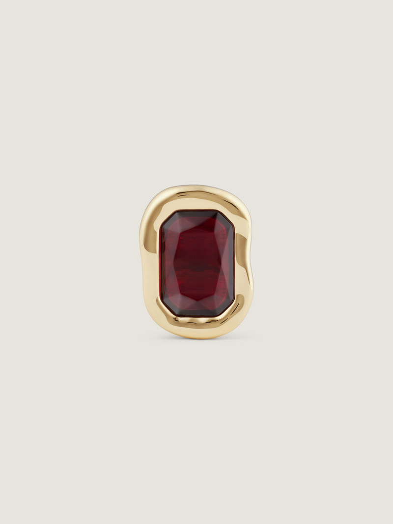 SCULPTURAL CRYSTAL RING IN METAL AND CRYSTAL 3
